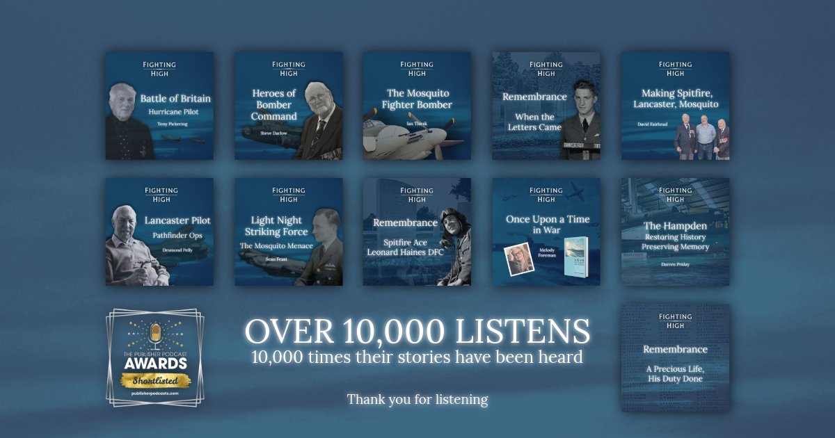 FightingHigh's tweet photo. The Fighting High Podcast has passed 10,000 listens!

10,000 times their stories have been heard.

A huge thank you to everyone who has listened, subscribed and shared.

🎧 Find the podcast on all platforms:
https://t.co/EUaoyzM8Cz
#Podcast #MilitaryHistory #AviationHistory https://t.co/RN1AnfCVmZ