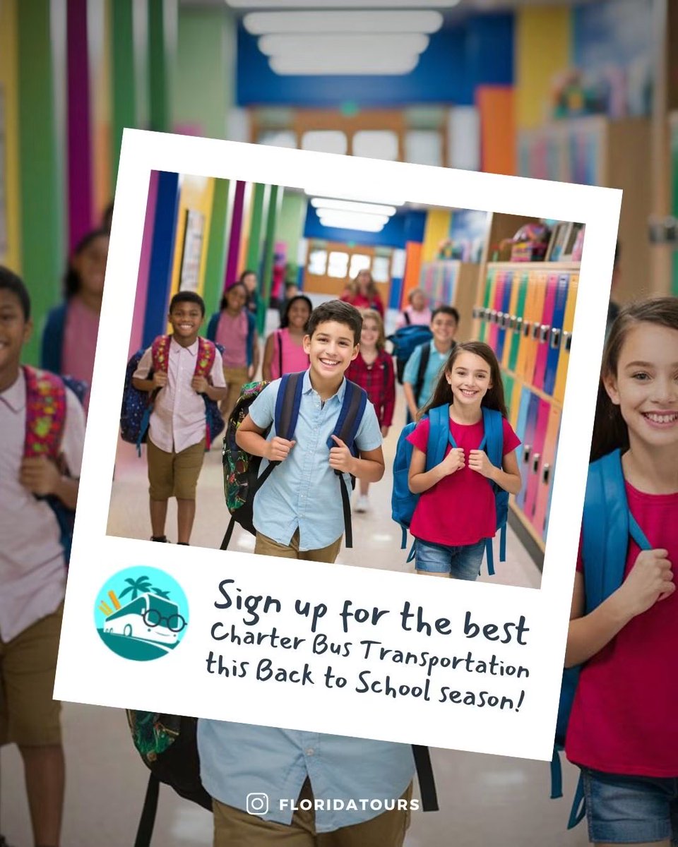 FloridaTours305's tweet photo. Make this back-to-schoolseason a breeze! Whether it's daily routes or special field trips, https://t.co/711GhkvLCZ provides the safest, most reliable charter bus transportation for students. Secure your ride today! https://t.co/GucwPOq62A
