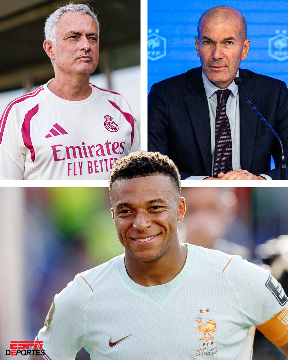 ESPNDeportes's tweet photo. Ojito con los nuevos técnicos de Mbappé. 🔥

Mourinho en el Real Madrid y Zidane en Francia. 🤯 https://t.co/5pOwfMoB5m