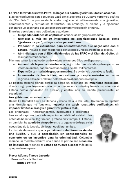 AponchoTinoco's tweet photo. @ABDELAESPRIELLA 
Señor presidente @ABDELAESPRIELLA 
mi opinión respecto a los fallidos procesos de paz y justicia para colombia https://t.co/3NH1y9R7pN