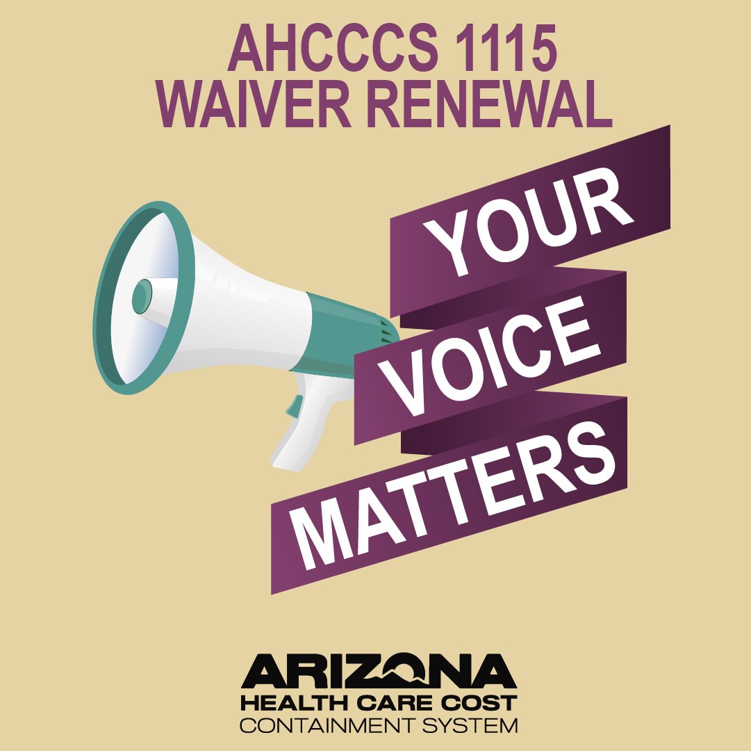 AHCCCSgov's tweet photo. AHCCCS is renewing its Medicaid Section1115 Waiver, which helps shape how care is delivered for nearly 1.8M Arizonans.โฏ
Share feedback or join a forum:โฏ
August 7 | 1โ4 p.m. โฏhttps://t.co/3e3ZzOn3Mbโฏโฏ
#AHCCCS #Medicaid #ArizonaMedicaid #PublicInput https://t.co/tm9bVdIpUj