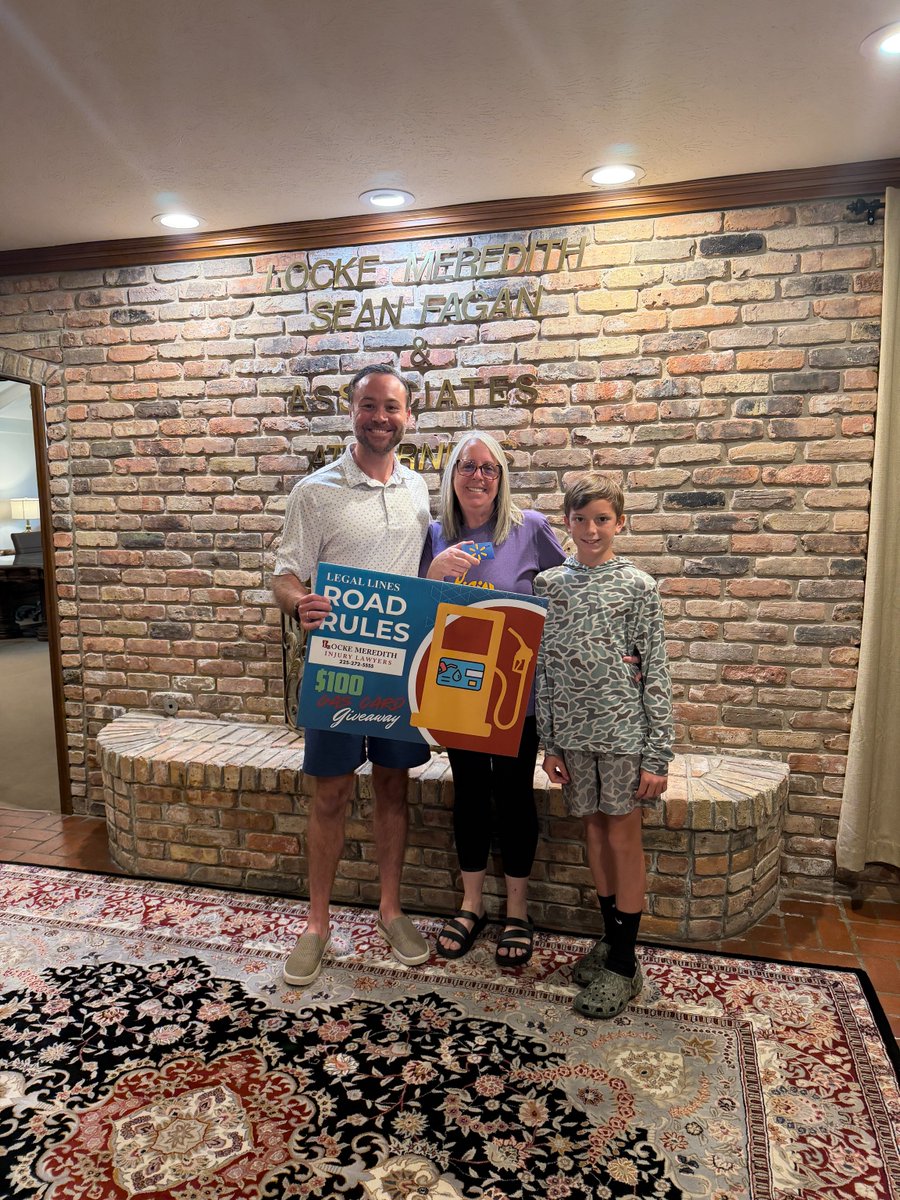 LockeMeredith's tweet photo. Congratulations to Johanna, one of the winners of our Legal Lines: Road Rules $100 Gas Card Giveaway! ⛽

Locke Meredith has partnered with Eagle 98.1. Listen daily for legal tips and your chance to win a $100 gas card! https://t.co/xlLvVGylHD
