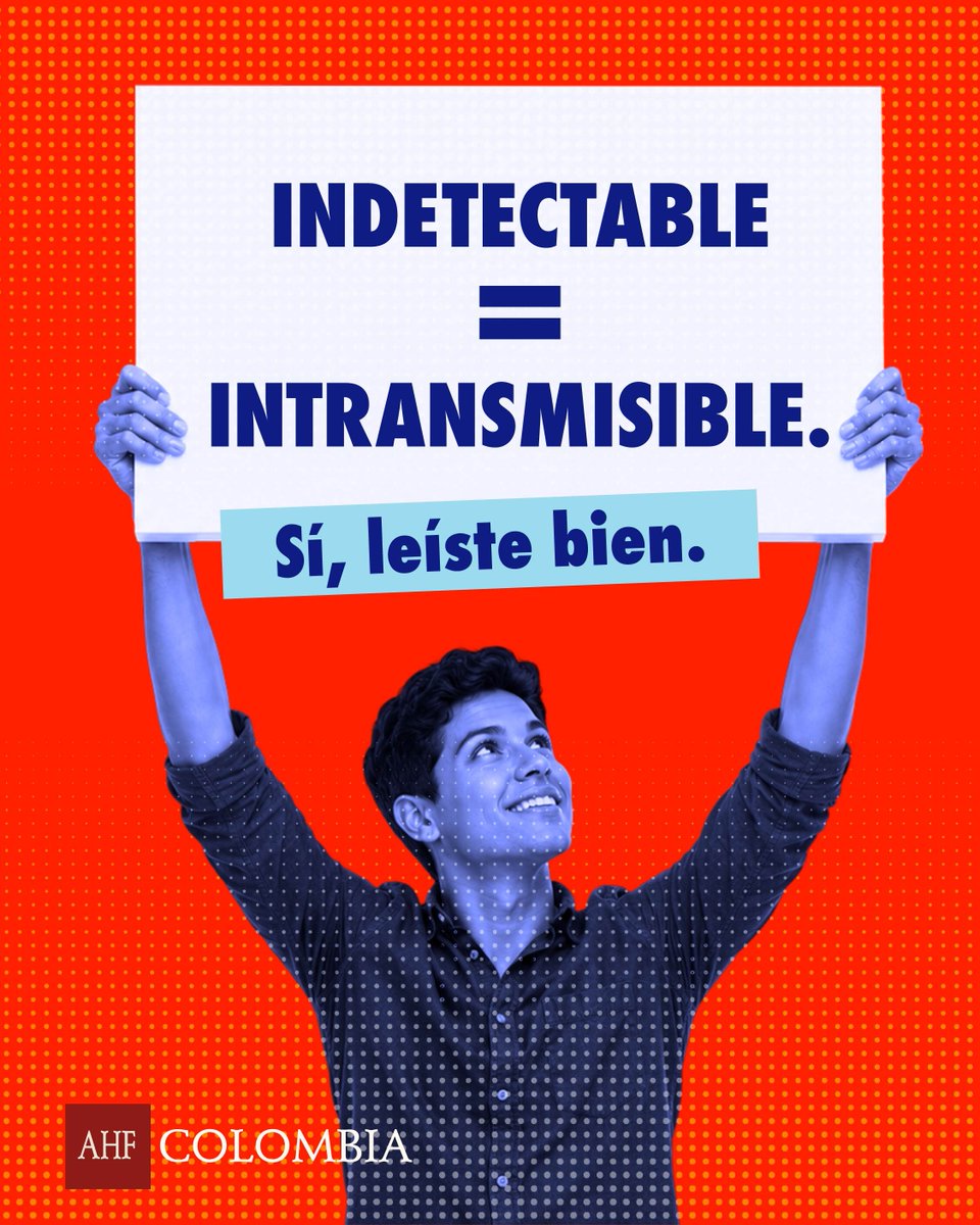 AhfColombia's tweet photo. ¿Qué es ser una persona indetectable? Una persona con VIH que sigue su tratamiento adecuadamente y mantiene su carga viral indetectable, no transmite el virus por vía sexual⚡

Tratamiento = Vida 💖

Conoce tu estatus con una prueba gratuita y sin cita 😎

👉 Más detalles en: https://t.co/sMMEkvVpii