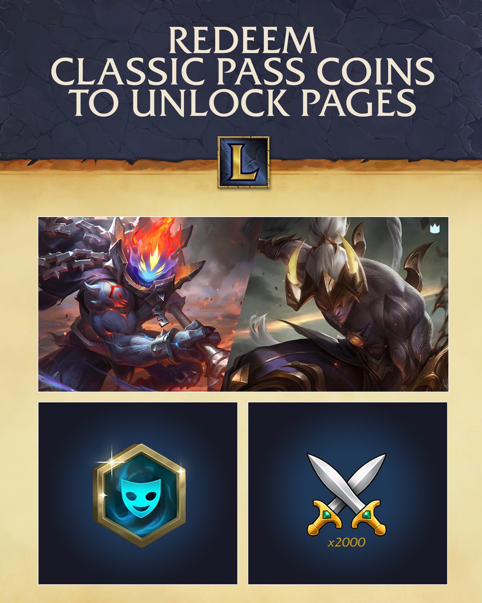 LeagueOfLegends's tweet photo. Unlock Prestige Magma Chamber Jax or Prestige Nightbringer Lee Sin alongside IP, runes, and more 🔥 https://t.co/3LhGjKSAG0