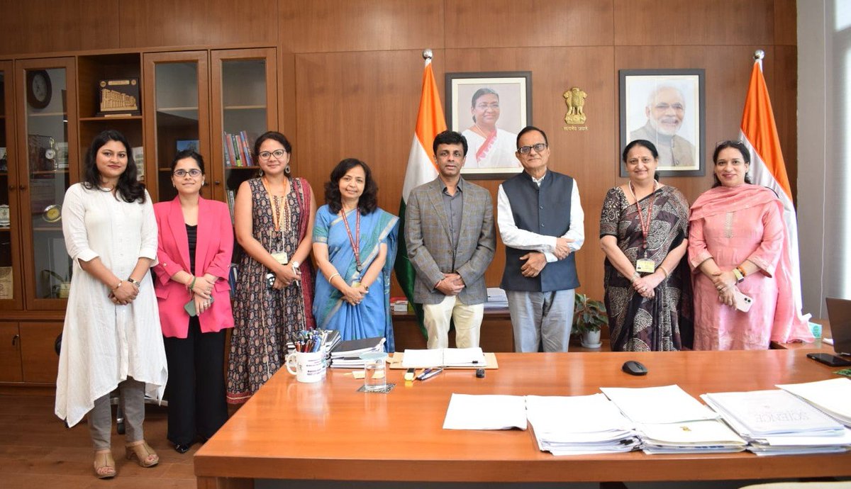 PrinSciAdvOff's tweet photo. Mr Rajat Verma, Founder, @lohum and Co-Chair, Confederation of Indian Industry (@FollowCII) National Task Force on Advanced Materials and Critical Minerals, called upon Prof. @AjaySoodIISc, Principal Scientific Adviser to the Government of India, and Dr (Mrs.) Parvinder Maini, Scientific Secretary, to discuss the critical minerals ecosystem, key industry priorities, policy interventions, and potential areas of collaboration. 

The meeting was also attended by Ms Namita Bahl, Director & Head Technology, Innovation, Design and Research and Ms Preeti Shukla, Associate Councellor from CII; Ms Pranati Kohli, Head of Public Affairs, Lohum; Dr Preeti Banzal, Adviser/Scientist 'G' and Ms Remya Haridasan, Scientist 'E' from OPSA.