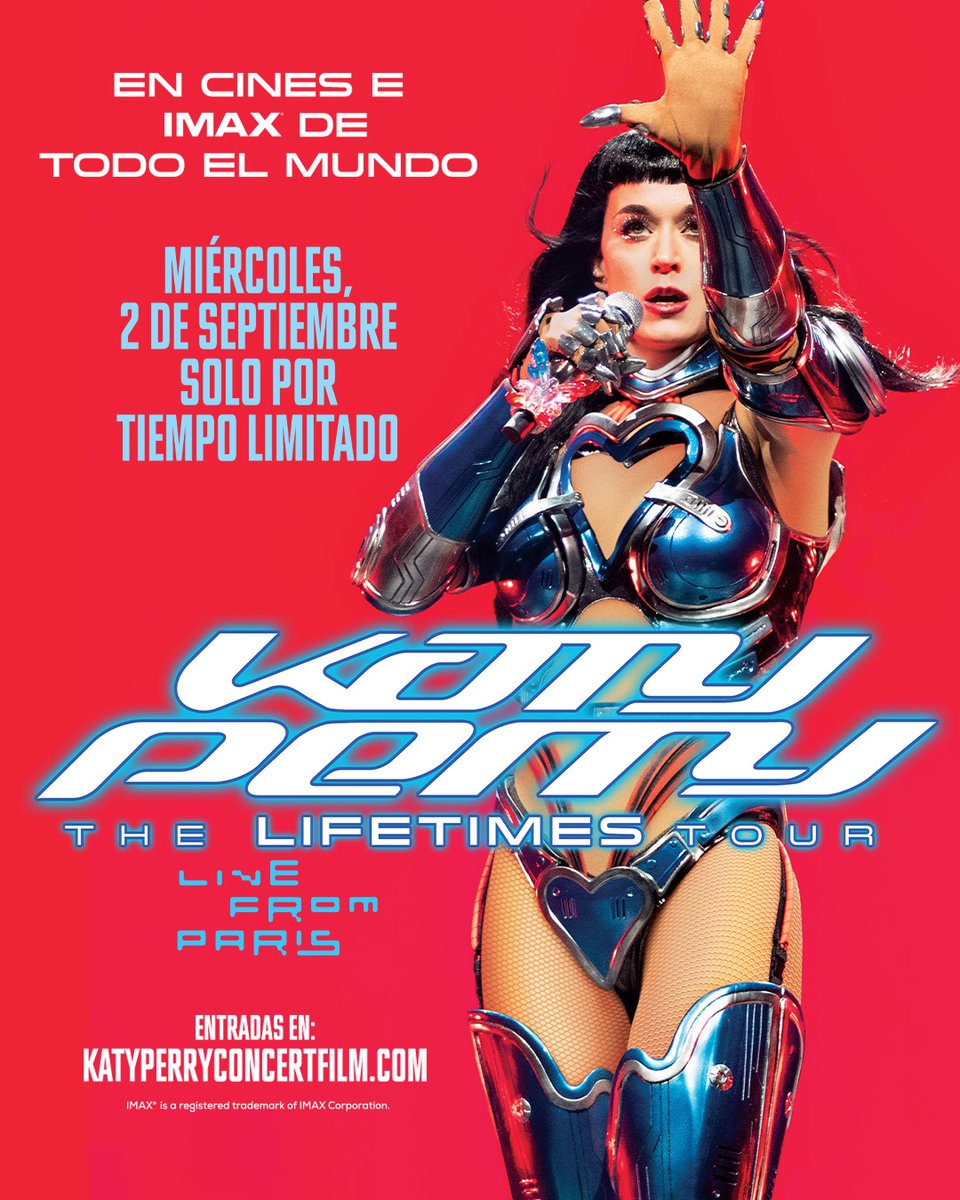MasQueCineLatam's tweet photo. ¡ATENCIÓN KATYCATS! 👁️✨ La reina del pop aterriza en la pantalla grande con Katy Perry: The Lifetimes Tour - Live from Paris.

Prepárense para cantar todos sus hits y preparen sus outfits más icónicos. 💖🦋🚀 https://t.co/QfdNhpDDEw