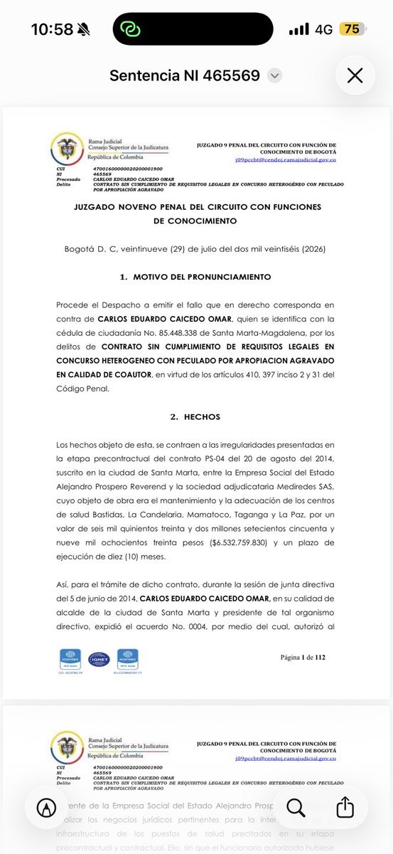ricarospina's tweet photo. Atención: Una juez de Bogotá condenó al excandidato presidencial @carlosecaicedo a una pena de 9 años y nueve meses de cárcel por corrupción. Además ordena su captura y su reclusión en una cárcel que tendrá que determinar el @INPEC_Colombia Sobre el caso se refirió el abogado denunciante @julianquintanat Vía @BluRadioCo
