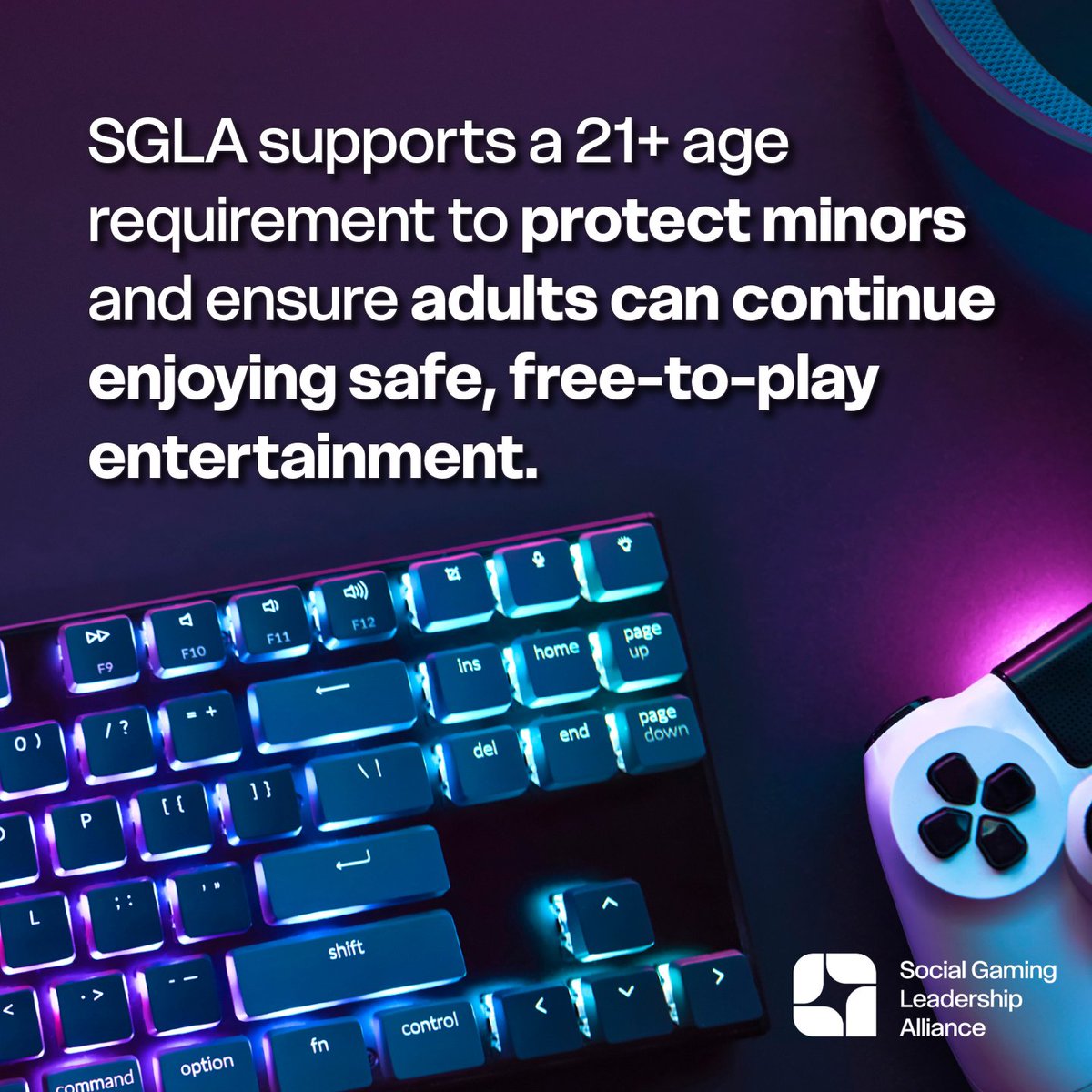 SGLeadership's tweet photo. Did you know? 90% of #SocialPlus players are between the ages of 25 and 65.

The SGLA supports a 21+ age requirement helping protect minors while ensuring adults can continue enjoying safe, free-to-play entertainment.

We're committed to advancing strong player protections and responsible industry standards.

Learn more about #SocialPlus games: https://t.co/OXSq9y2lMt