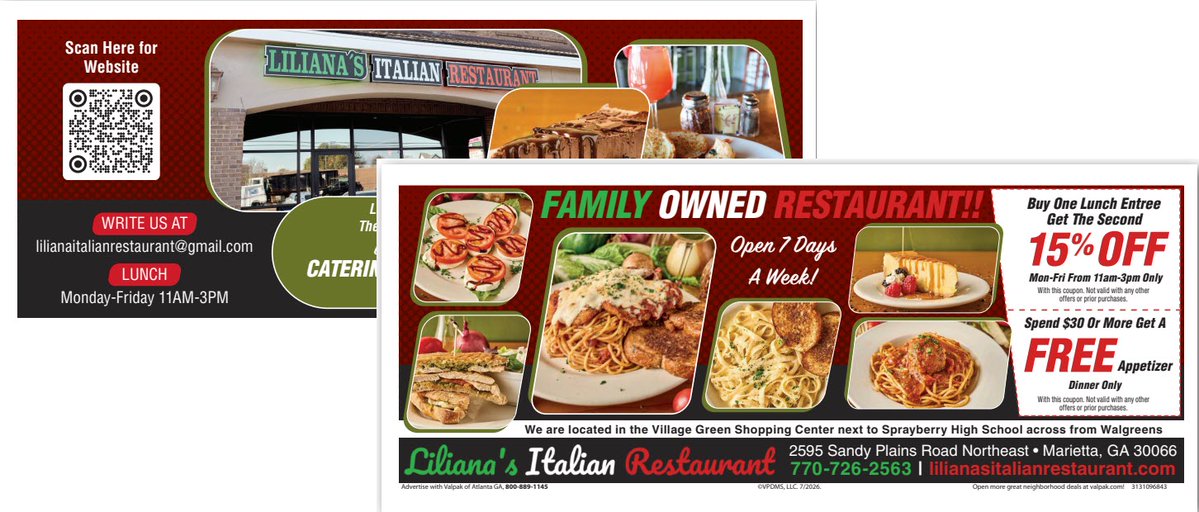 Valpak's tweet photo. "Valpak has brought us new customers and some of these customers have been here twice! The coupons are great and the design looks amazing!!" – Stensy G., July 2026
Let's talk about advertising your restaurant: https://t.co/xWOMg6MP76
#RestaurantMarketing #RestaurantGroup https://t.co/MRIVYabHF7