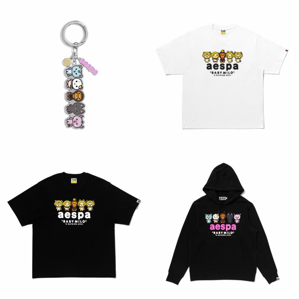 aespa_shimekiri's tweet photo. 🚨MYちゃん速報🌙

aespa × BAPE® コラボが発売されます🍋

🗓発売:8/2(日)午前1:00スタート
　→「8/1(土)の夜中」です。日付に注意してください
⚠️先着・数量限定です

🛒販売はhttps://t.co/V6fKsa2Qfr(海外サイト)です
　日本のhttps://t.co/cLAN4mU5tR・BAPE STOREでの販売ではありません
　日本への発送可否・送料は購入画面で確認してください

📦ラインナップ
・Tシャツ(白/黒) be my ae
・フーディ
・キーホルダー など
メンバーがBABY MILOのキャラクターになったデザインです。

深夜1時スタート、
「寝てたら終わってた」がいちばん起きやすい時間です

MYちゃんは当日の夜、もう一度鳴らします🔔

▼販売ページはこちら

https://t.co/wQYrkApS8I

#aespa情報 #aespa