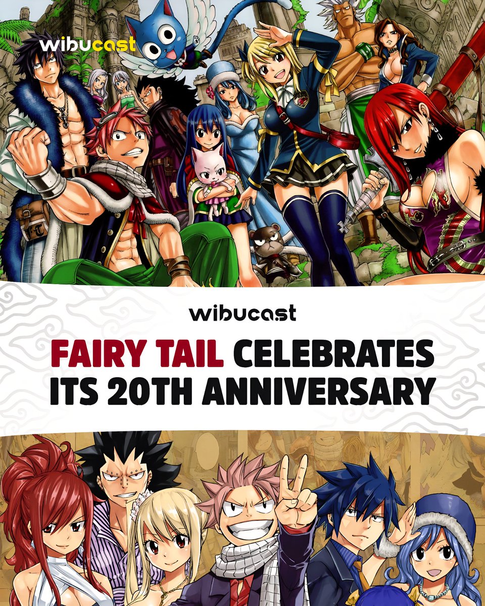 wibucast's tweet photo. To celebrate the 20th anniversary, Hiro Mashima has officially launched a brand-new mini-series: "FAIRY TAIL Re:FANTASIA"! 🎉🔥

​9 new weekly chapters starting today in Weekly Shonen Magazine. Available now on K Manga! https://t.co/oZSK9gyylz