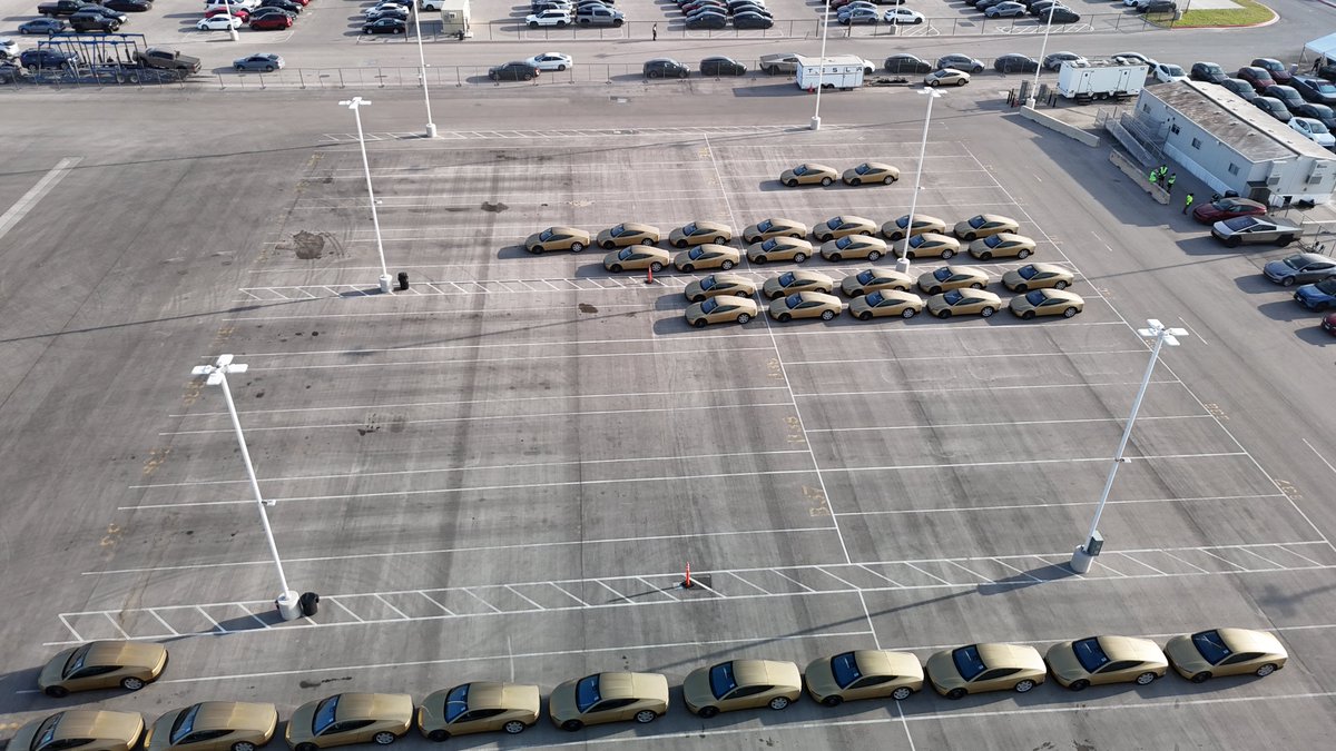 TeslaNewswire's tweet photo. Tesla is intensively testing Cybercabs with both human-driven and fully autonomous vehicles at the GigaTexas test track https://t.co/o8iS2RTTyu