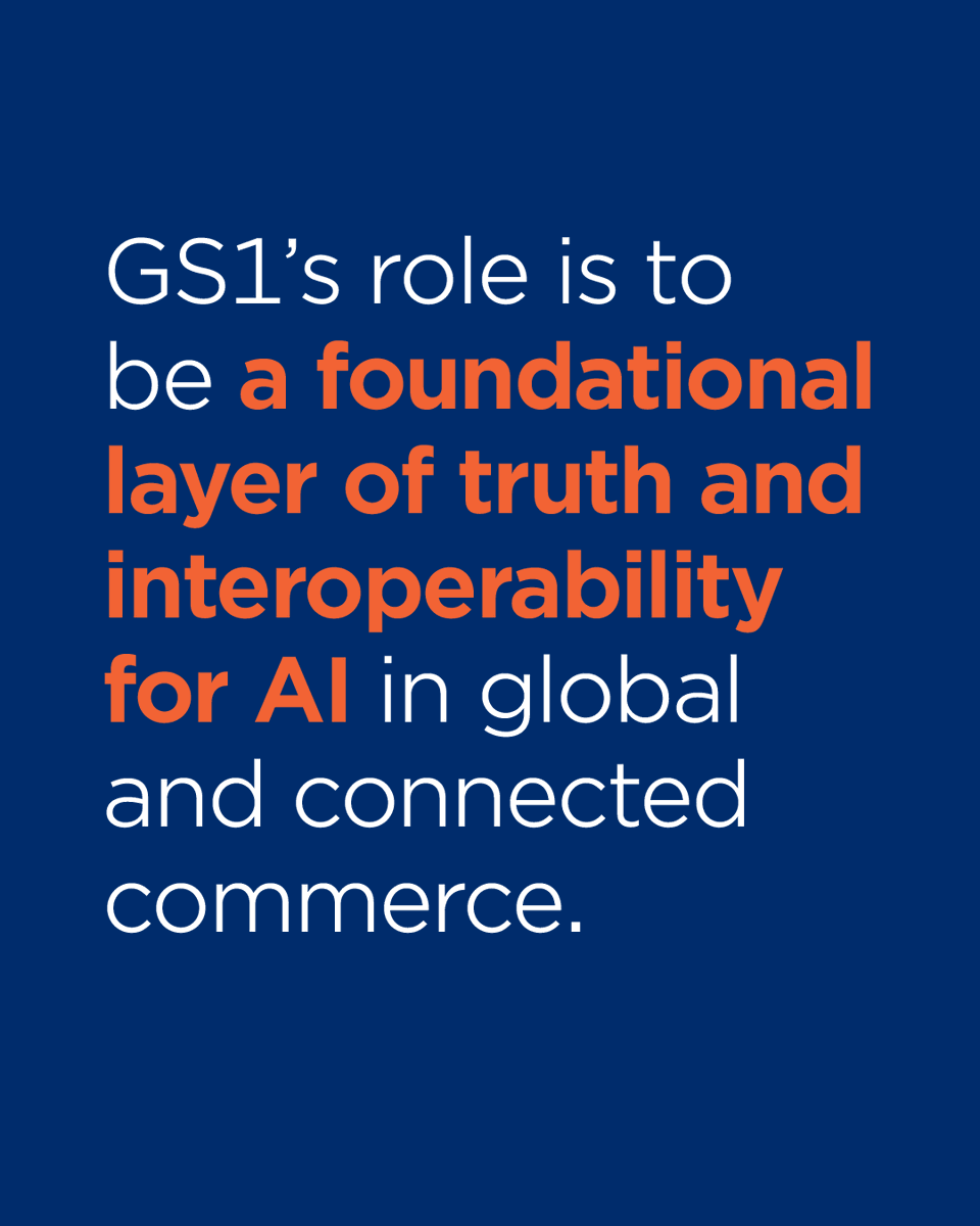 gs1's tweet photo. AI will continue to evolve, but the need for trusted data and global standards is here to stay.

Our role is not to build AI systems, but to ensure they can rely on accurate, verifiable product data across industries and borders.

Find out more: https://t.co/i3VNRPrCHe https://t.co/sK3UudZnCp