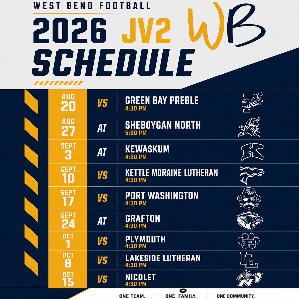 WBW_Football's tweet photo. All three of our schedules are set! Looking forward to a great year of Varsity, JV1, and JV2 football! https://t.co/SmfksY7fyi