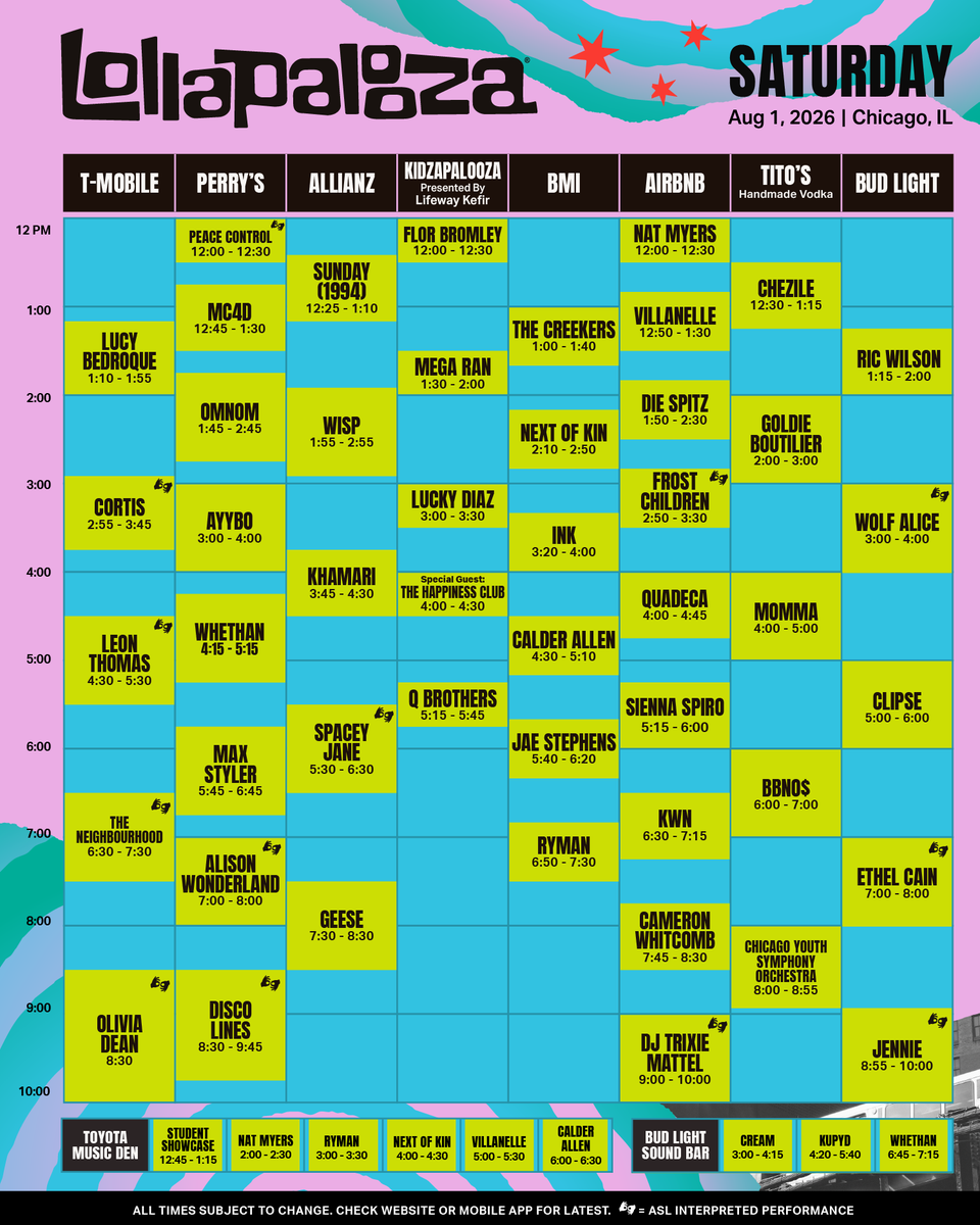 lollapalooza's tweet photo. Lolla is almost here 🤘 Check out your updated schedule before tomorrow! https://t.co/XdUsgO1Zhl