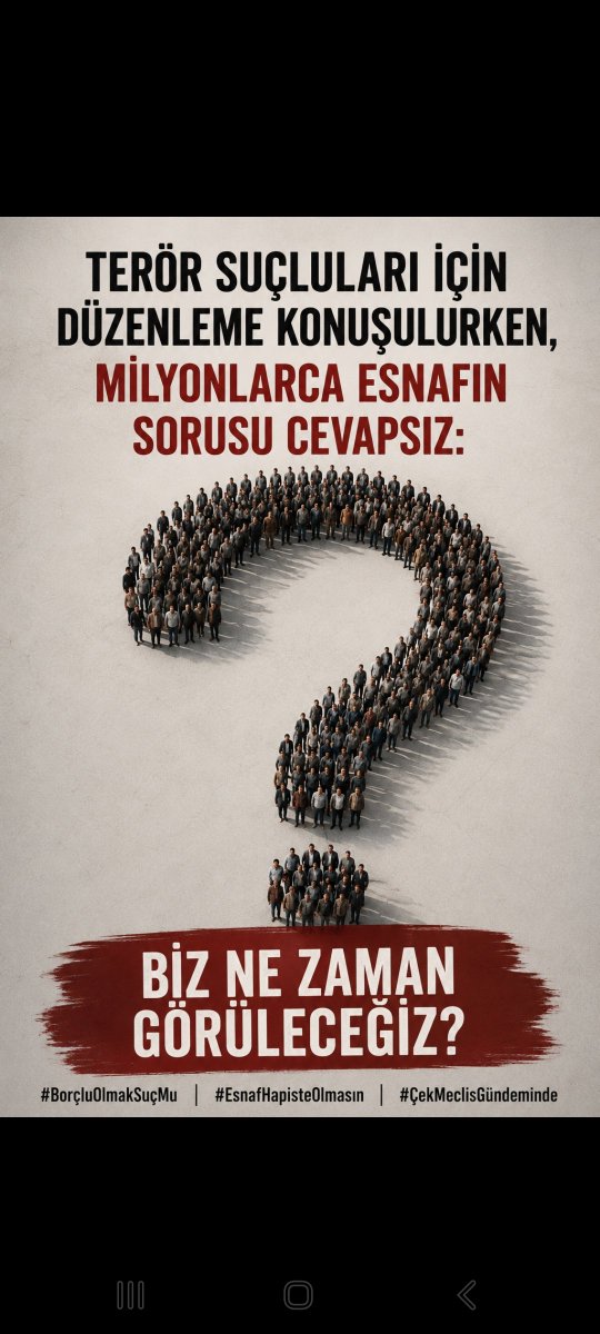 brc0350's tweet photo. BİZ BU ÜLKENİN ESNAFIYIZ. ÜRETMEK, ÇALIŞMAK, BORCUMUZU ÖDEMEK İSTİYORUZ. BAŞKALARINA DÜZENLEME VARSA, BİZE NEDEN YOK? #BorçluOlmakSuçMu #EsnafHapisteOlmasın #ÇekeHapisTeröreAf @MetinerBasin https://t.co/16HrpOvB8I