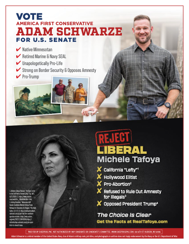SheepdogPAC's tweet photo. The choice is clear Minnesota! Adam Schwarze is the ONLY candidate for US Senate endorsed by the Minnesota Republican Party. https://t.co/iraECOxoSn