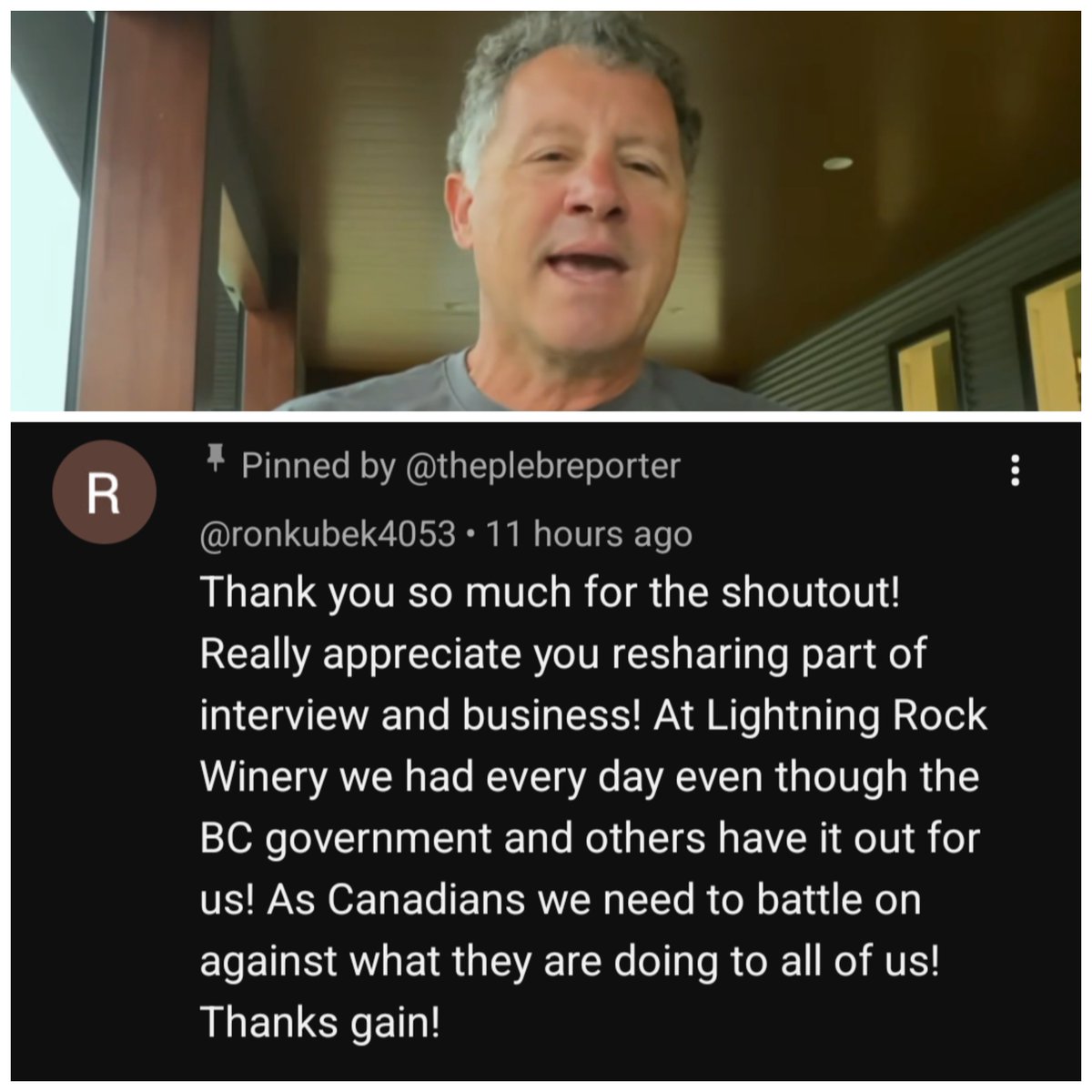 truckdriverpleb's tweet photo. The VIRAL winery owner in BC who exposed Mark Carney on LIVE TV responds to my video about him

"As Canadians we need to battle on against what they are doing to all us"

Ron Kubek is a true patriot https://t.co/fGsj0u9vQP
