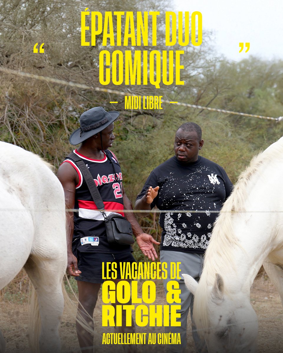 Apollo_Distrib's tweet photo. "Un épatant duo comique" pour le Midi Libre

Découvrez LES VACANCES DE GOLO &amp; RITCHIE, actuellement au cinéma !

Voir les séances : https://t.co/P0EWYuIhM4

Un film de Martin Fougerol &amp; Ahmed Hamidi, avec Golo, Ritchie &amp; John Café.

#LesVacancesDeGoloEtRitchie #GoloEtRitchie https://t.co/gEYaNDTxT4