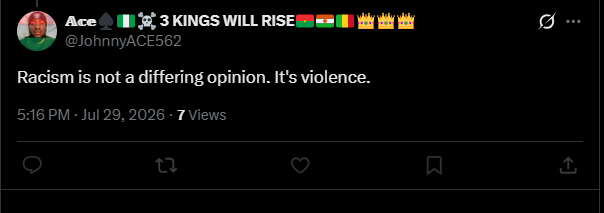 Nusb33e's tweet photo. @JohnnyACE562 John, buddy, racism is merely a mindset. If a racist doesn't commit a physical act of harm to someone, it isn't technically violence. https://t.co/xvxdni32VI