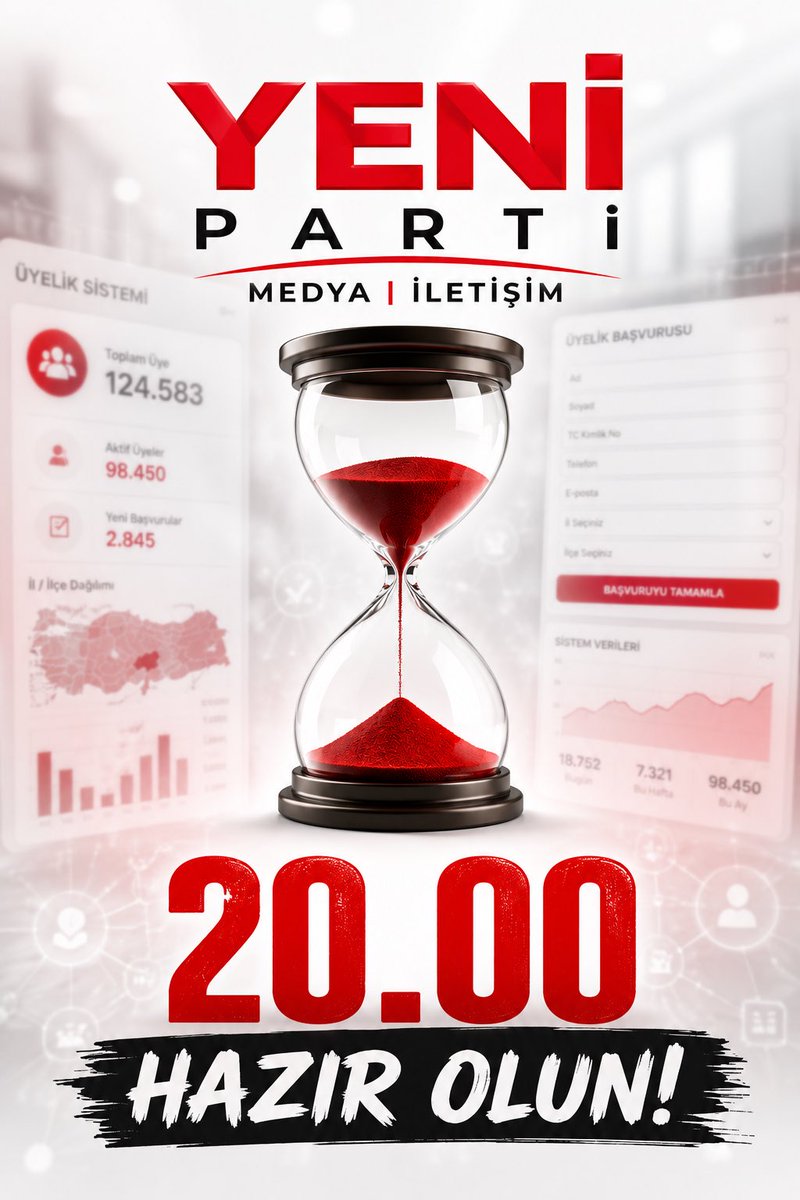 YeniPartiGenel's tweet photo. Hazır olun, başlıyoruz! 🚀
Saat 20.00 ⏰ 
Yeni Parti iktidarında görüşmek dileğiyle ❤️🇹🇷
#YeniParti #ÖzgürÖzel https://t.co/12fapG2lSk