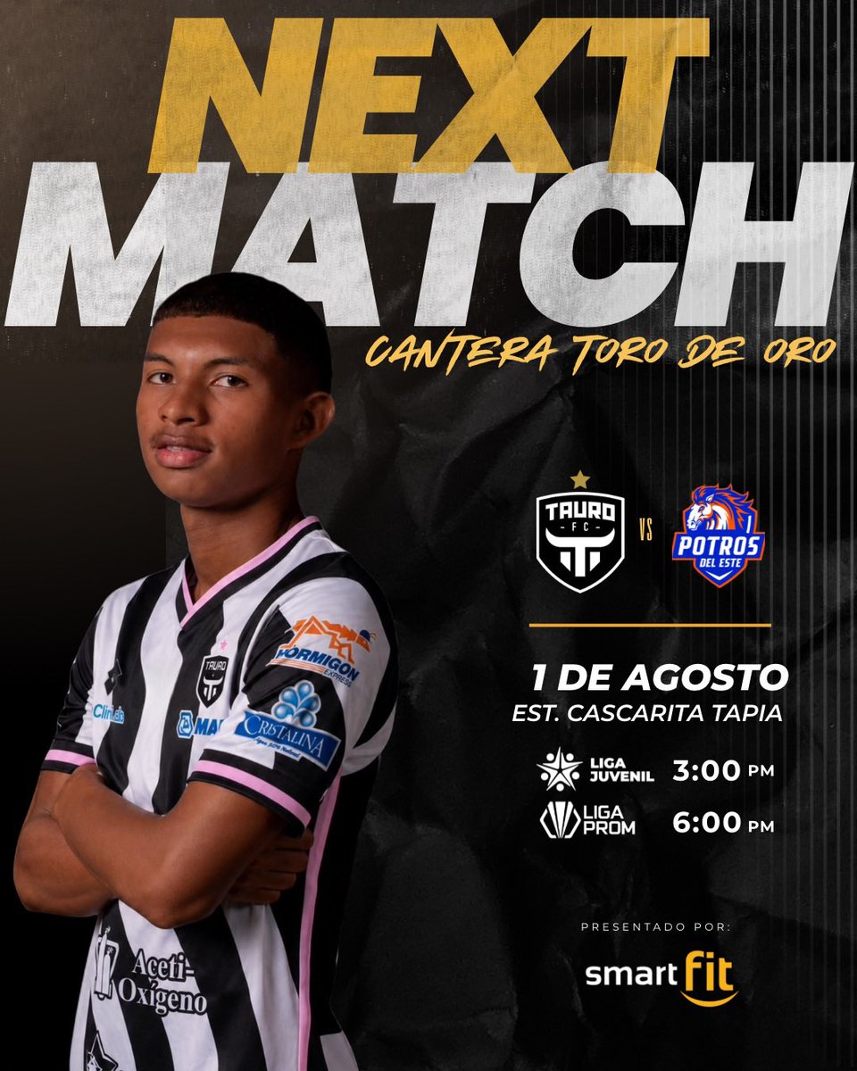 TauroFC's tweet photo. 🔥 PRÓXIMO RIVAL 🦾

Nos enfrentamos a Potros del Este por la jornada 2 de @liga_juv y @liga_prom el próximo 1 de agosto tenemos una nueva cita en el Cascarita Tapia para seguir construyendo nuestro camino 🏟️🐃

#Lahistoriacontinúa  #Construimoslegados #Canteratorodeoro https://t.co/ggVjNd4XW1