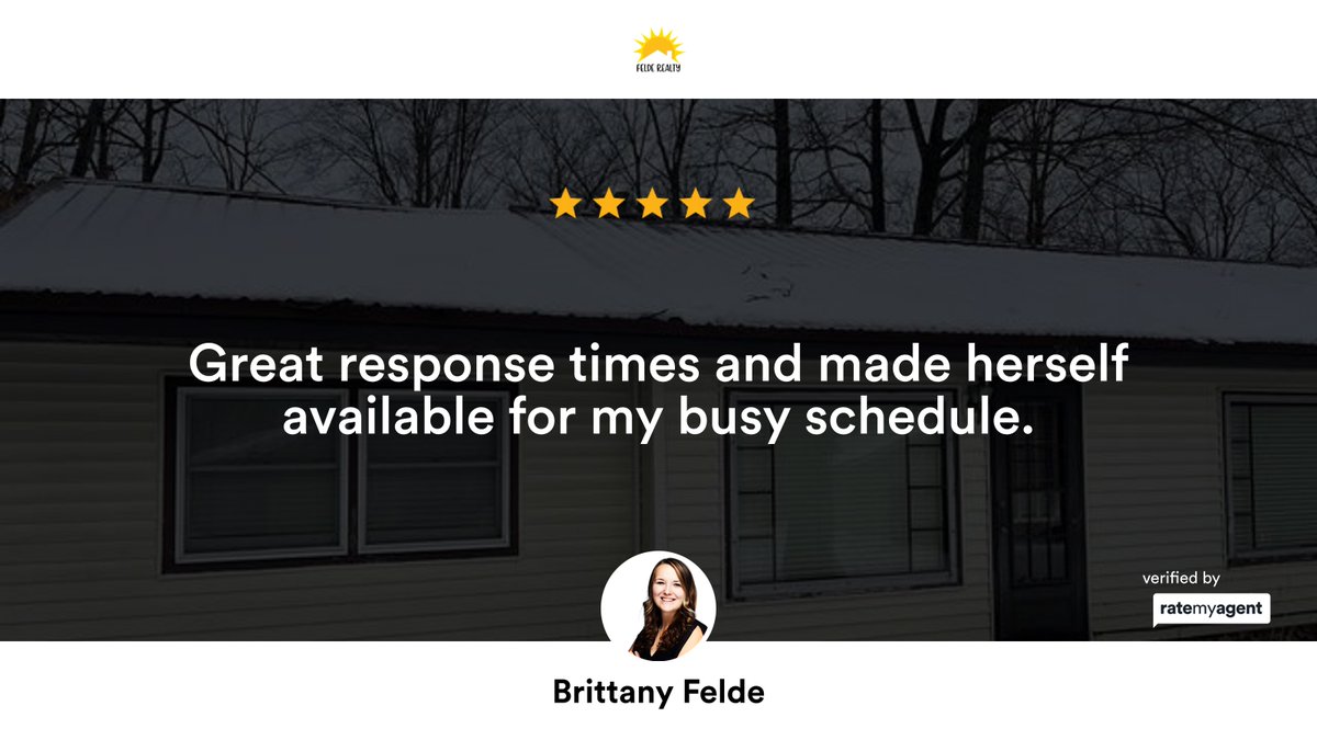 BrittanyFelde's tweet photo. My latest RateMyAgent review in Harrison.

https://t.co/MiNkTiPY73

...
#ratemyagent #realestate #Felde_Realty https://t.co/KDJG64UIsu