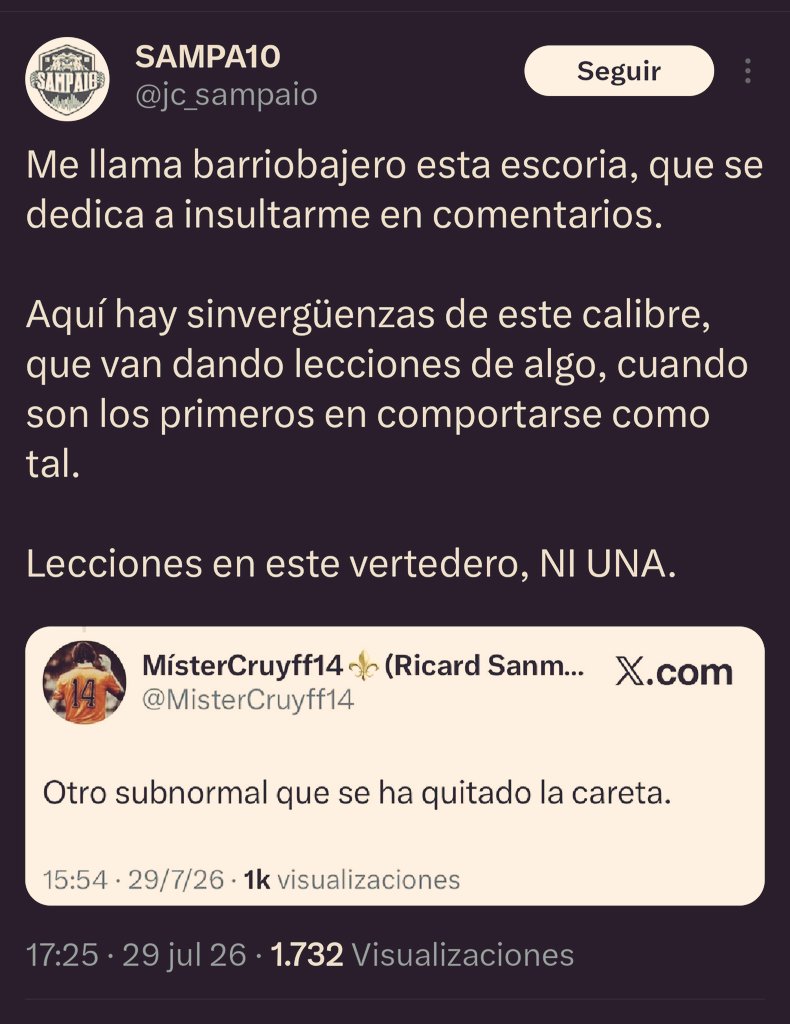 MisterCruyff14's tweet photo. No sabes quién soy, pero si que me tienes bloqueado. Codarde e indeseable. Haciendo gracias sobre las enfermedades i arritmias de personas. No has tenido la categoría de sacar el tuit de cabecera. Esa mierda habla bien a las claras de tu catadura moral. miserable. https://t.co/xn4WPIIJqb