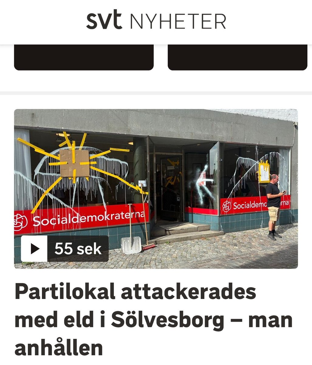 joeberlin53's tweet photo. Någon som sett eller hört att SVT informerat om att Sverigedemokraternas partilokal i Karlshamn har vandaliserats vid upprepade tillfällen under sommaren 2026, med krossade fönster och inkastade stenar.

Inte det.
Som vanligt då med vänstertelevisionen. https://t.co/fr9wtjOSll