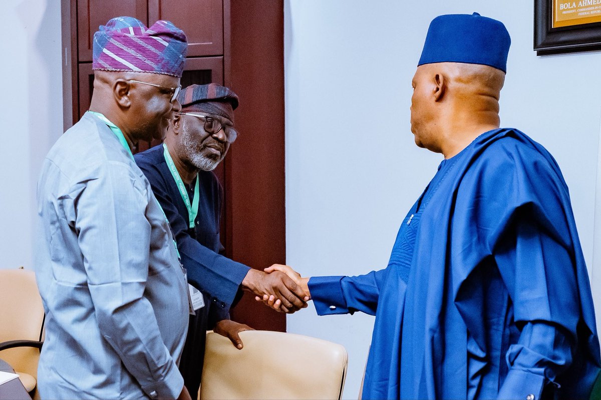 officialSKSM's tweet photo. The Vice President, Senator @KashimSM has said the vision behind the creation of new regional development commissions is to further unlock and harness the unique strengths and opportunities in the various regions for Nigeria’s collective prosperity.

He thus stated that President @officialABAT needs to be praised for such foresight and directional leadership.

He said the vision must, however, be backed by innovation, effective collaboration and integrity in the discharge of the mandate of the various regional development bodies, noting that the “Renewed Hope Agenda is about translating policy into tangible improvements in the lives of Nigerians.”

The Vice President stated this on Wednesday when he received the management of the South West Development Commission (@swdcgov), led by its Board Chairman, @SenAdetunmbi on a courtesy visit to the Presidential Villa, Abuja.