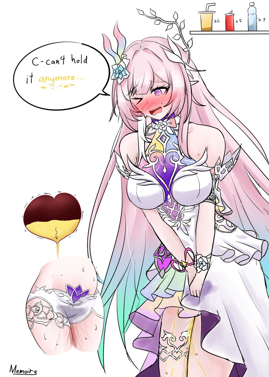 Memoire199's tweet photo. Cyrene sketch, she had to undergo a holding test to see the limits of her bladder. There'll be a second ending later https://t.co/eiNnTLErLV
