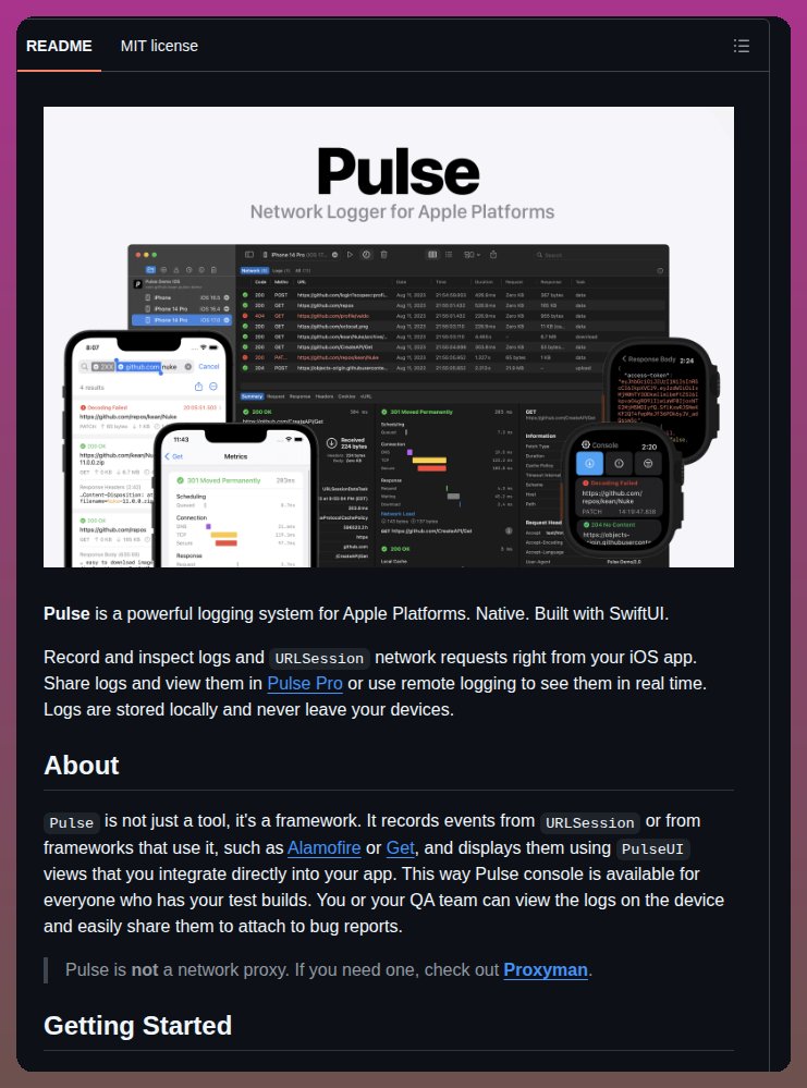 Pulse는 SwiftUI로 구축된 Apple 플랫폼용 네이티브 네트워크 로거입니다. 대표 이미지