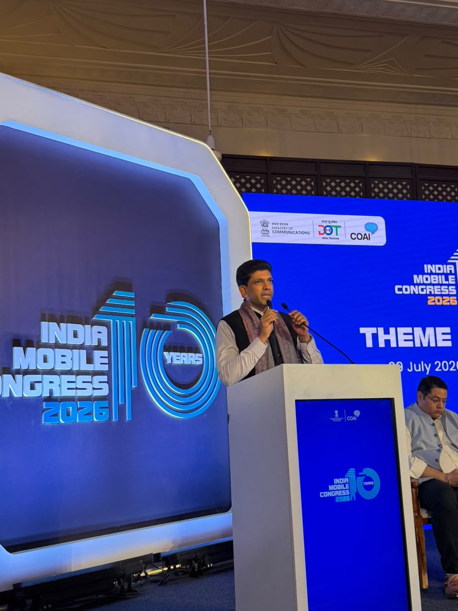 ConnectCOAI's tweet photo. At the #IMC2026 Theme Launch, Dr. Pemmasani Chandra Sekhar, Hon’ble Minister of State for Communications and Rural Development, Govt. of India, highlighted India’s telecom transformation, from 4G connectivity in every village to 5G across districts.

He emphasised the next phase of growth through BharatNet, 5G Fixed Wireless Access, indigenous telecom technology, satellite communications, and India’s growing #6G ecosystem.

Reaffirming the government’s commitment to working with industry, startups, academia, and investors, he called for IMC to drive practical, scalable and globally competitive innovations that will shape the next decade of #IntelligentIndia.

#DigitalIndia #5G #6G #AI #Telecom #Innovation #StartupIndia 

@DoT_India @TRAI @exploreIMC @PemmasaniOnX