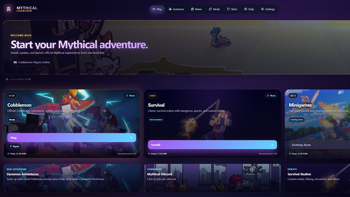 iPokeNinja's tweet photo. One big leap today

We have released our Early Access version of our very own @PlayMythicalMC Launcher! 

Install our packs in seconds, swap skins, log into multiple accounts, and best yet, it never wipes your side mods or settings! https://t.co/oZwROwA9jK