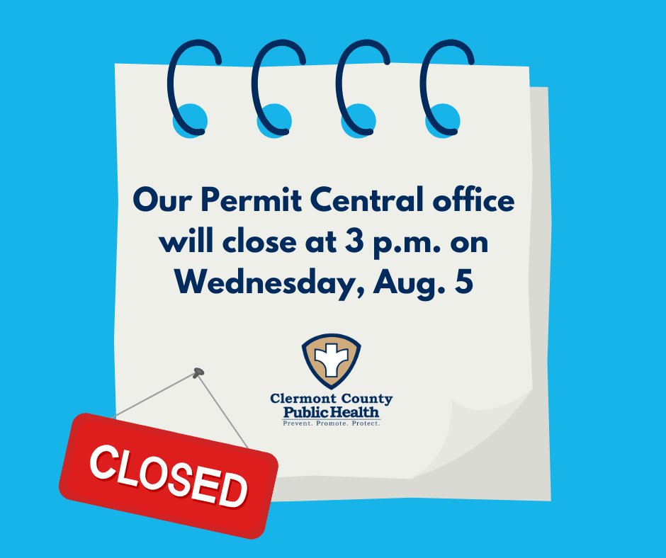 ccphohio's tweet photo. The CCPH counter at Permit Central will close at 3 p.m. on Wednesday, Aug. 5 for staff training. https://t.co/fNtrKEI9ls