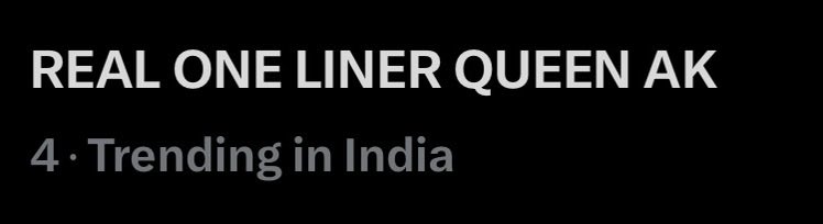 akankshaofc's tweet photo. Trending at 4!!

REAL ONE LINER QUEEN AK https://t.co/R6Qh4v4P2F