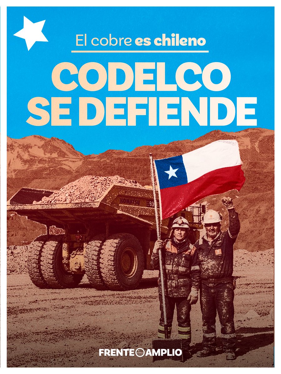 elfrente_amplio's tweet photo. Quieren hacer negocio con lo que es de Chile.

Primero fue la rebaja de impuestos para los más ricos. Ahora quieren abrir la puerta para privatizar Codelco y financiar sus promesas vendiendo el patrimonio de todas y todos.

Lo tenemos claro: el cobre es chileno y Codelco se defiende.