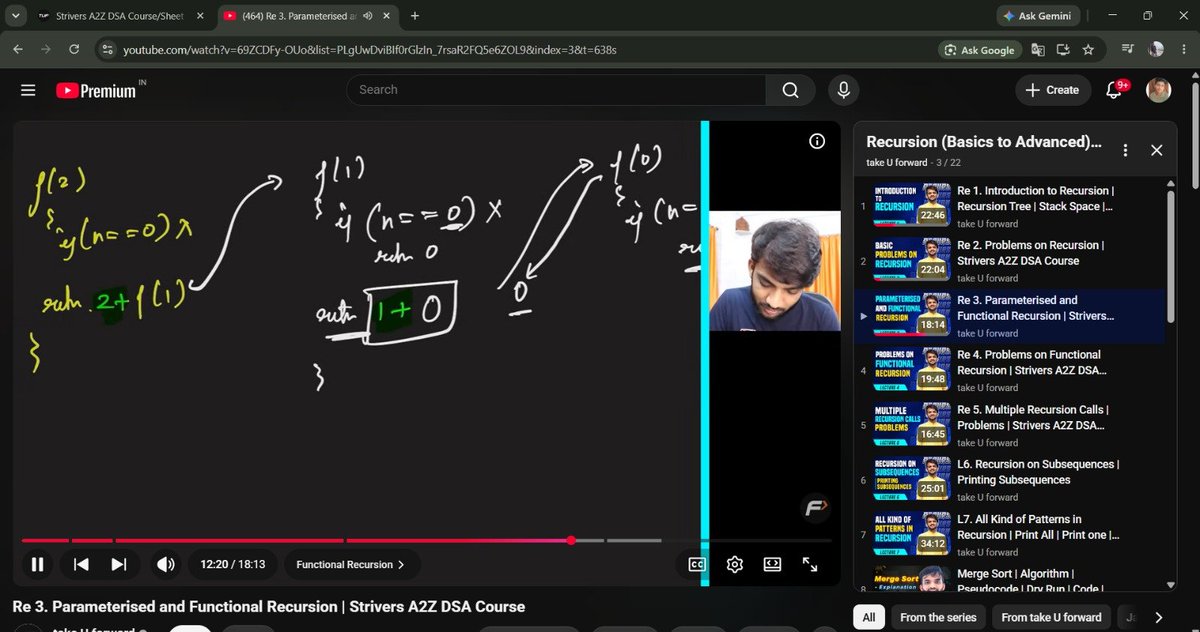 adiitya90's tweet photo. Day 2 of my 30 Days DSA Challenge 

Today, I focused on Recursion with @striver_79's DSA sheet.

✅ Learned the fundamentals of recursion
✅ Understood the recursive approach and base cases
✅ Solved the Palindrome problem using recursion

 #DSA #Recursion #Striver #TakeUForward https://t.co/O179UySEFm
