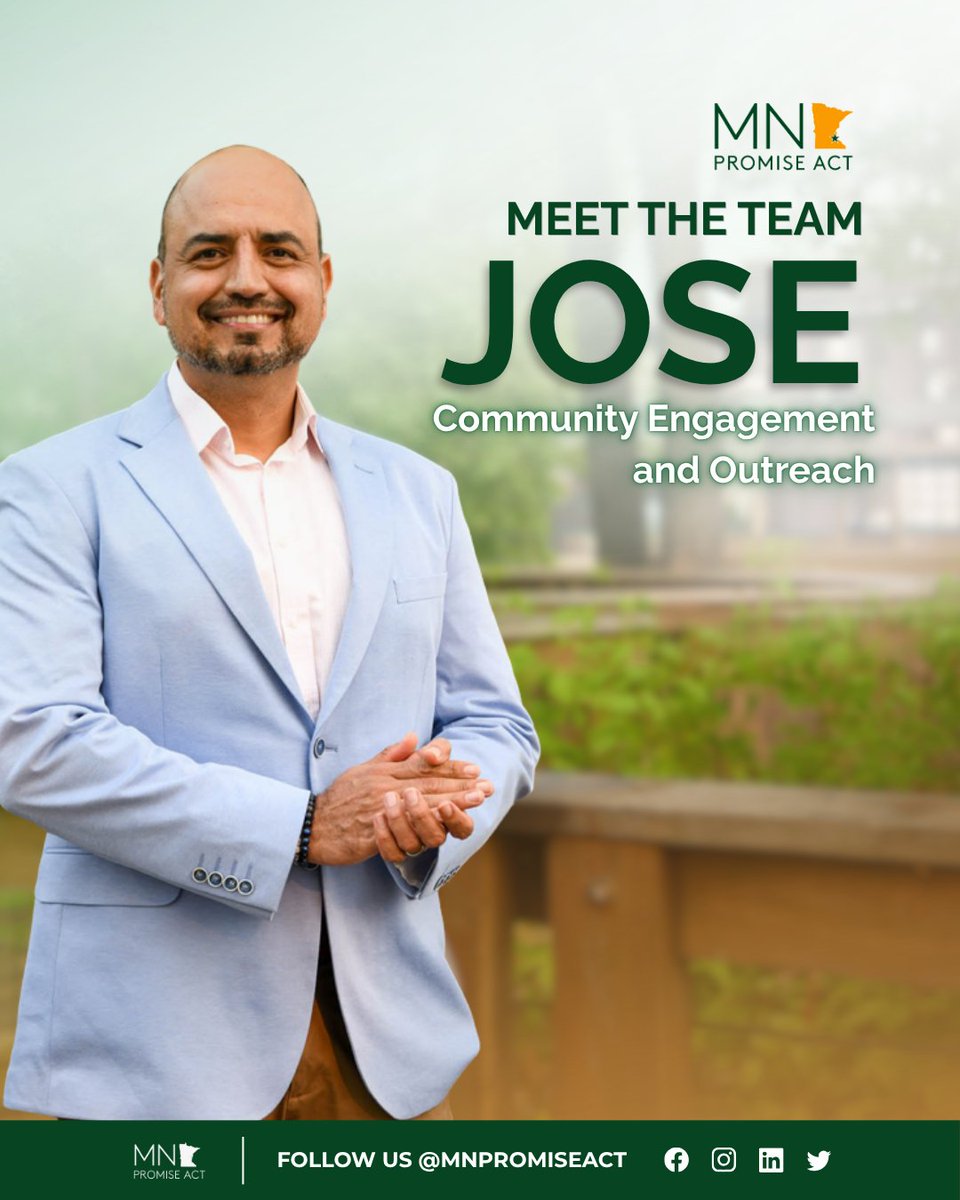 MNPromiseAct's tweet photo. Meet José Ángel Martínez Pulido, who supports Community Engagement and Outreach for the Minnesota PROMISE Act. He connects with entrepreneurs across the Twin Cities and throughout Minnesota.

Originally from Guadalajara, Mexico, José Ángel brings more than 35 years of experience in banking, leadership, customer service, sales, coaching, and business development.

José Ángel is excited and honored to help small business owners grow and succeed by promoting the Minnesota PROMISE Act Grant, connecting entrepreneurs with this important funding opportunity, and supporting and guiding them throughout the application process.

His life philosophy is: “Enjoy every moment of your life while you can.”

His personal motivation is to keep learning and growing, maintain a positive attitude, practice kindness and gratitude, surround himself with inspiring people, and balance his emotional, spiritual, and physical well-being.