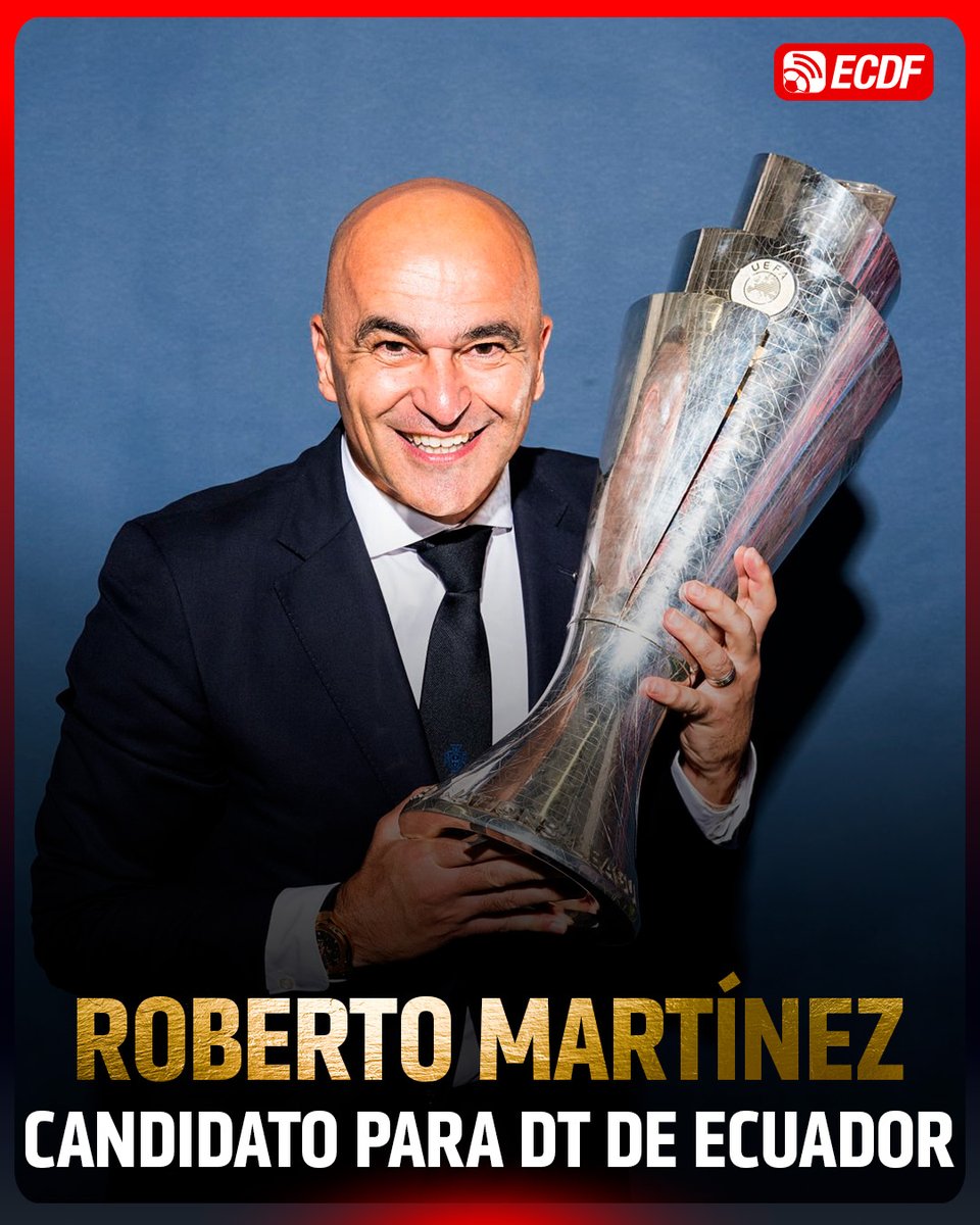 ElCanalDFutbol's tweet photo. ¡ROBERTO MARTÍNEZ, EN EL RADAR DE ECUADOR! 🇪🇨🚨

El extécnico de la selección de Portugal aparece como una de las opciones que analiza la FEF para convertirse en el nuevo entrenador de La Tri. 👀

Dirigió a la Portugal de Cristiano Ronaldo en el Mundial 2026 y, además, conquistó la UEFA Nations League. 🏆

ℹ️ Reinaldo Romero.