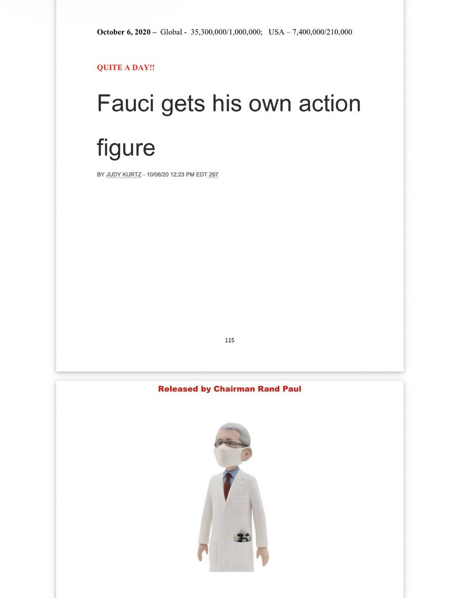 bennyjohnson's tweet photo. @Fauci You posed for magazine covers, gushed about glowing articles about you and action figures being made of you, bragged you were the most famous man in the world and were stealing the spotlight from President Trump.

All while Americans SUFFERED.

YOU are Evil. https://t.co/8dC1iu6VgX