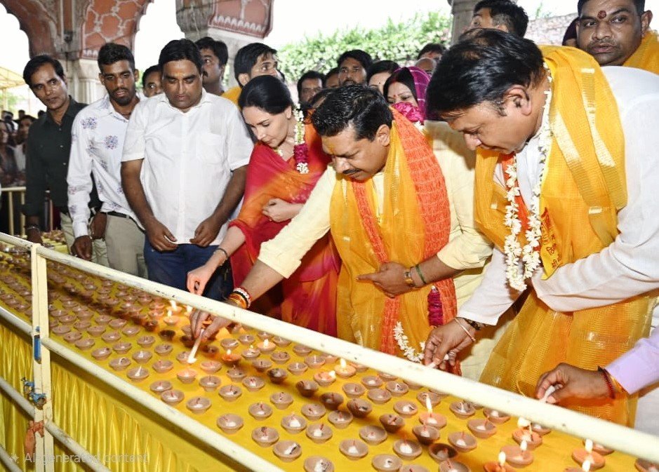 ajaeybjp's tweet photo. आज श्री गुरु पूर्णिमा के पावन पर्व पर जयपुर के आराध्य देव श्री गोविंद देव जी के दर्शन कर मंदिर परिसर में संत शिरोमणि श्री गुरु रविदास महाराज जी महाराज की 650वीं जयंती वर्ष के अवसर पर भाजपा द्वारा आयोजित 'समरसता संकल्प अभियान' के अंतर्गत कार्यकर्ताओं के साथ 2100 दीप प्रज्वलित कर उन्हें नमन किया।

इस अवसर पर उपमुख्यमंत्री श्रीमती @KumariDiya जी, @Bjp4JaipurCity के अध्यक्ष श्री @bjpamitgoyal जी उपस्थित रहे।

@BJP4Rajasthan #SamrastaSankalpAbhiyan
