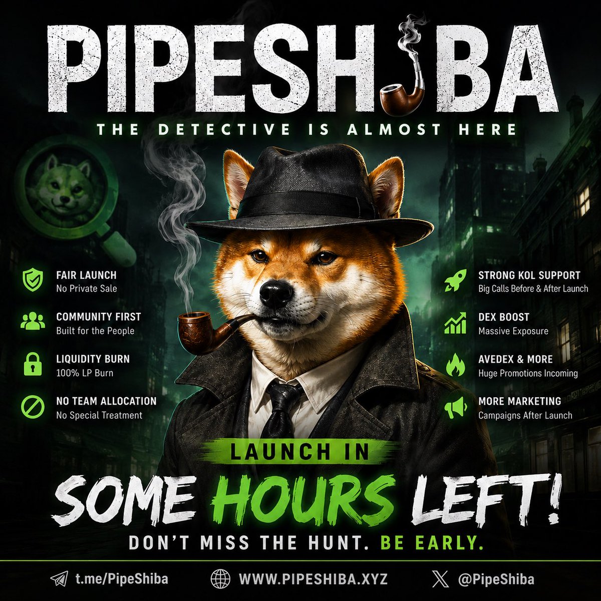 PipeShiba's tweet photo. 🚨 A few hours left until launch! 🐶🚬

10+ pre-launch calls are done.
More KOLs, Dex Boost, Avedex, and marketing will follow after launch. 🚀

The hunt starts soon.
Be early or watch from the sidelines.

🐶 TG: https://t.co/7YRGWSXSrv 

#PipeShiba #RobinhoodChain #cmc https://t.co/yj3ydhxr54