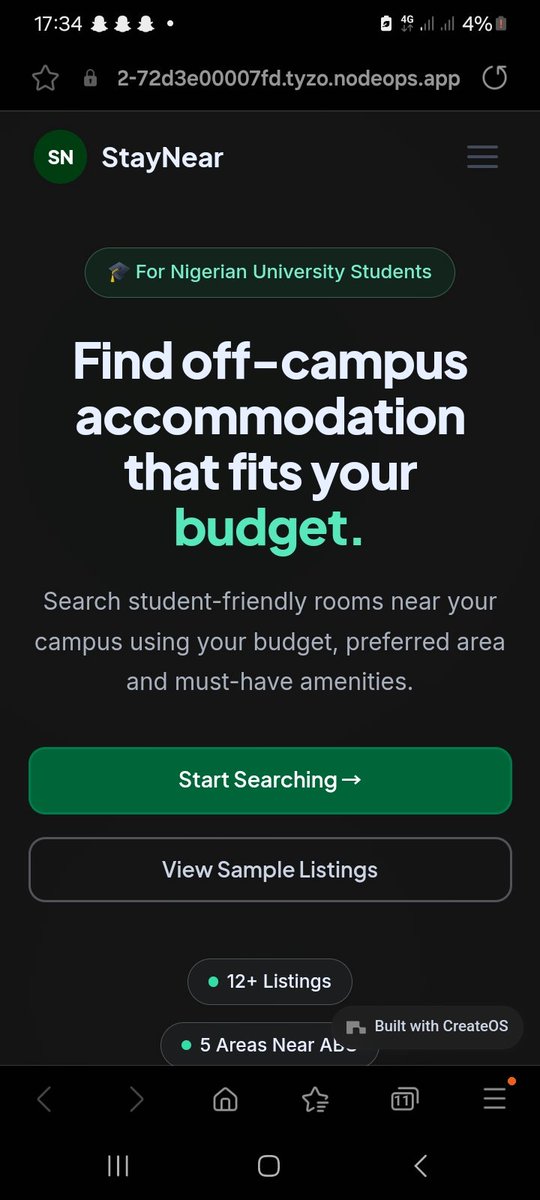 jemmyboot's tweet photo. Every semester students spend hours searching Whatsapp groups for accommodation. I built StayNear to make finding off campus housing easier filter by budget,location and amenities to discover your best match.
#builditnow #createOS @BuildOnNodeOps https://t.co/z2bmsi6d32
