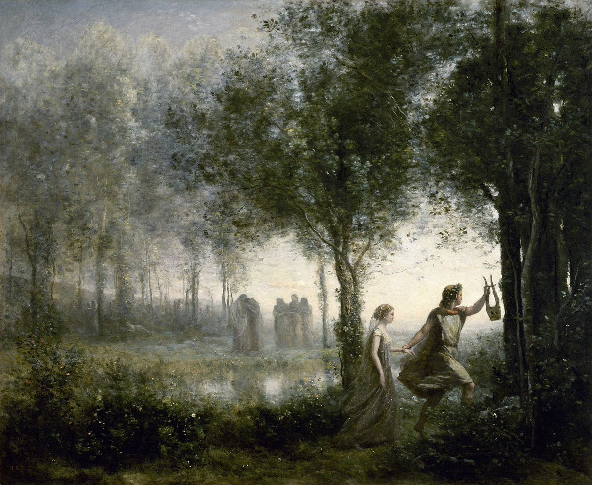 MaryamB6_'s tweet photo. ‘Orpheus Leading Eurydice from the Underworld’ (1861), by Jean-Baptiste Corot https://t.co/AFqOfXAjsT