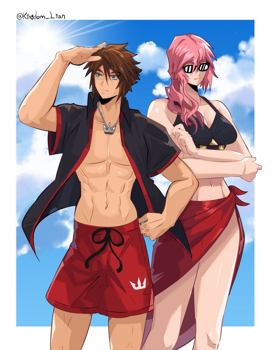 kingdom_lian's tweet photo. Sora and Lightning went to spend a beach day. 🏖️☀️

#kingdomhearts #finalfantasy #lightning #sora https://t.co/oYKTPtVHEP