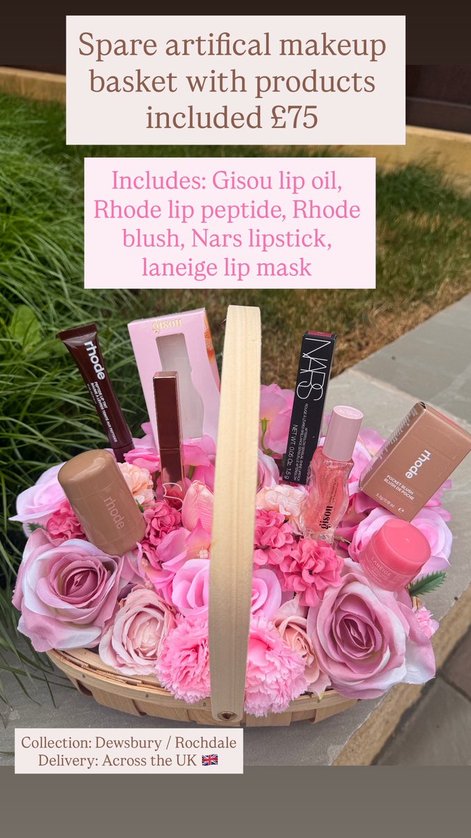 amsfloristry's tweet photo. Artificial flower baskets with 5 luxury products included! Only for ยฃ75 ๐๐ธ Drop us a message to order!! ๐ฅฐ Collection & Delivery across the UK available ๐ซถ๐ผ
#flowerbasket #makeupbasket #florals #florist #dior #makeup https://t.co/pJtxZ3QeZI