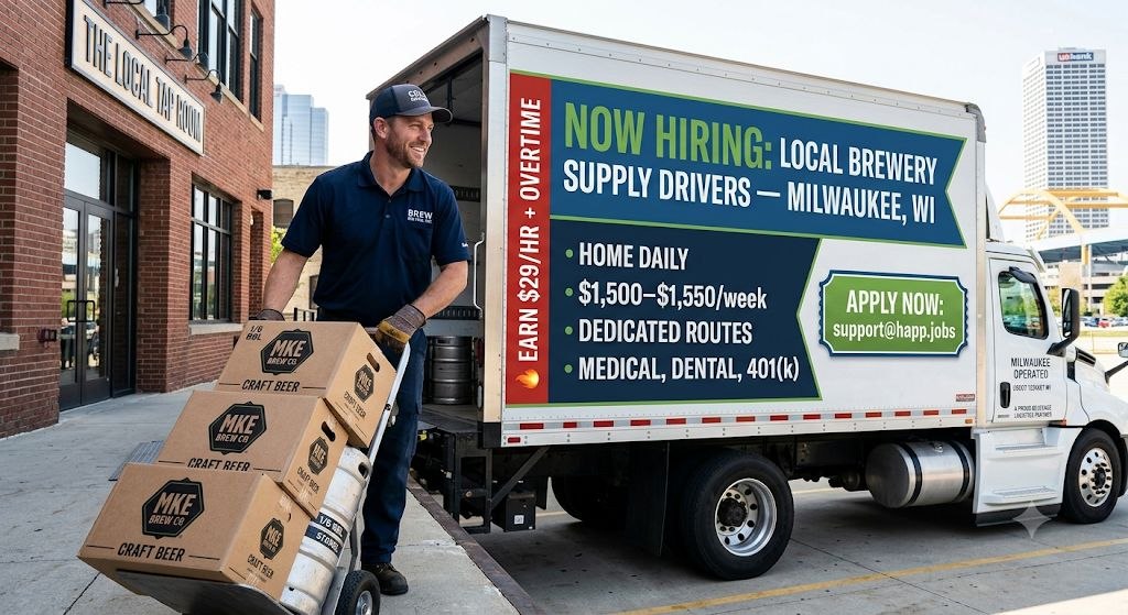 CDLAJobsUSA's tweet photo. CDL-A Local Brewery Supply Driver — Milwaukee, WI
🏠 Home Daily
💰 $1,500–$1,550/week
🎁 $1,000 Sign-On Bonus
✅ Beverage deliveries
✅ Day cab equipment
✅ Weekly pay + benefits
Apply 👇
https://t.co/KSw54PvTfF
#CDLA #MilwaukeeWI #LocalCDL #BeverageDriver #HomeDaily https://t.co/UV4rKLiBAT