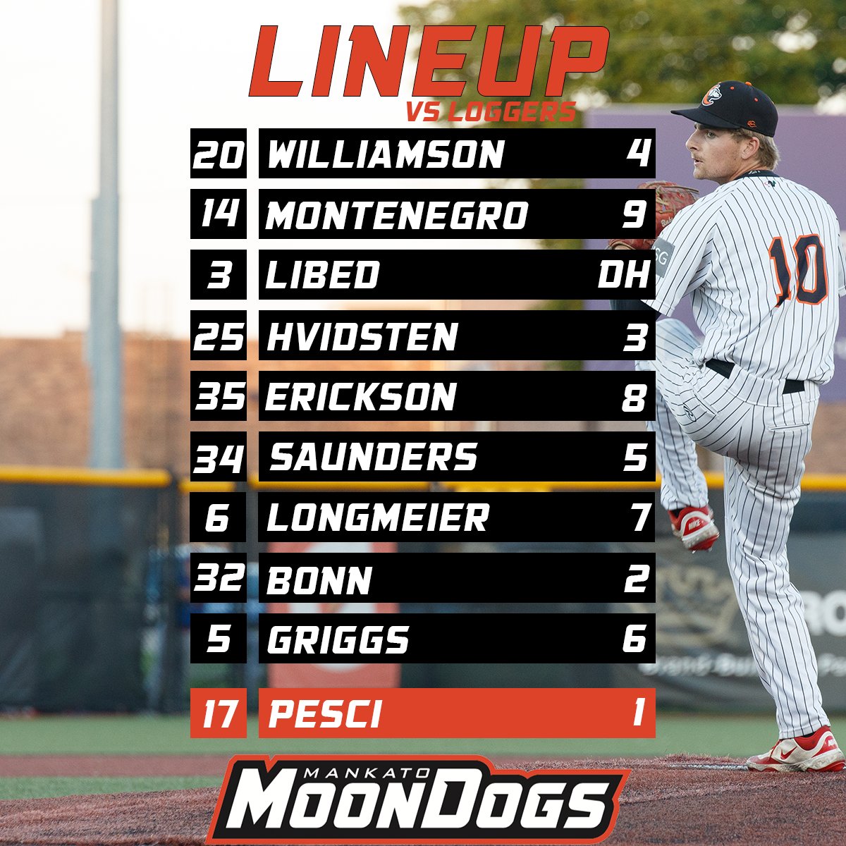 MankatoMoonDogs's tweet photo. Tonight's lineup is looking HOT against the Loggers!
#GoDogs https://t.co/sle0CfVyd7