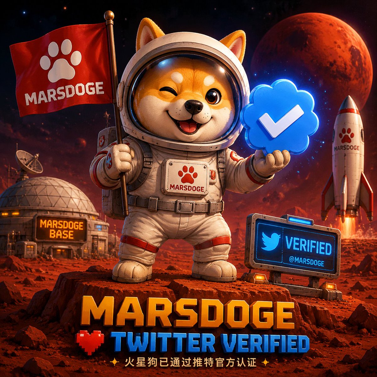 MARSDOGE_FLAP's tweet photo. 已经获得推特官方认证 

让我们一起建设专属于BSC的狗狗币！  

永远相信 $MARSDOG 我们的目标是火星！ https://t.co/xOyg8j4POm
